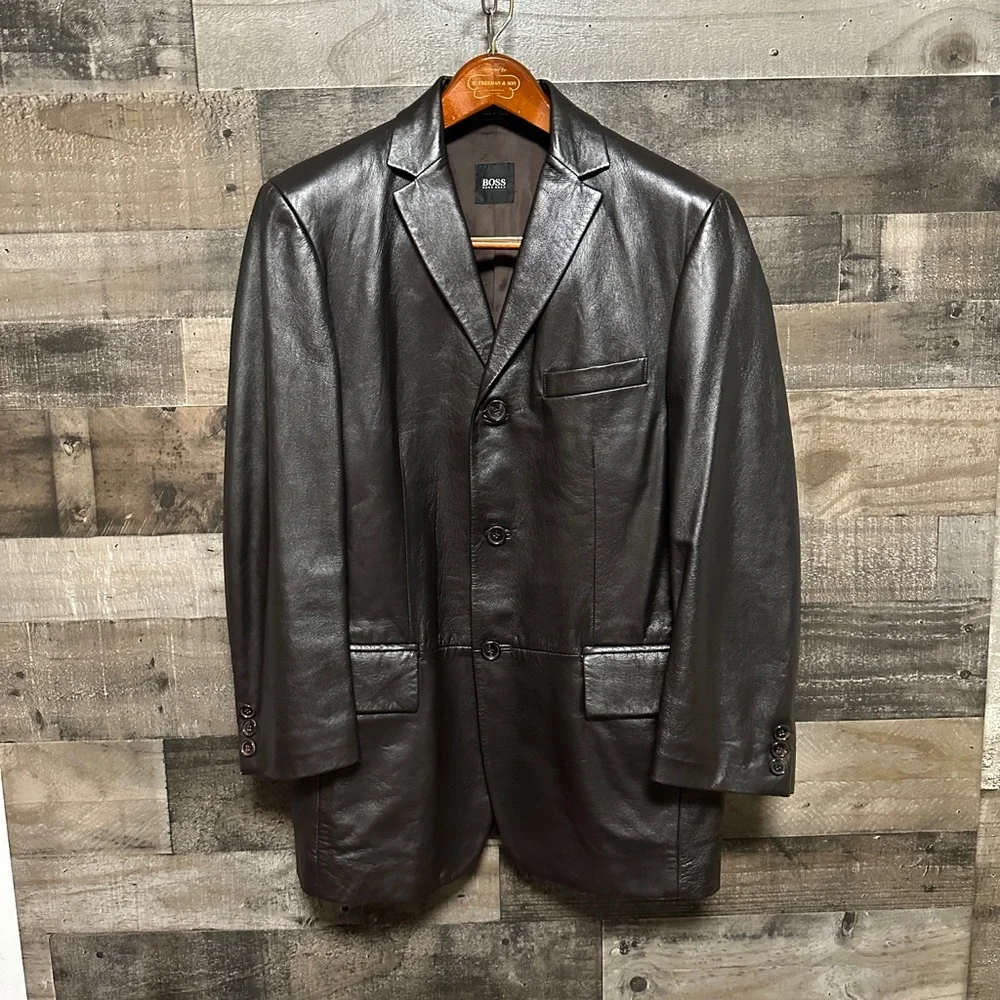 HUGO BOSS LEATHER MEN’S JACKET size 48 - Picture 5 of 11